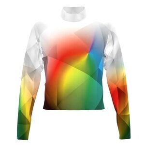 FJM Fred J Miller Power Flex Shirt Rainbow Colorful 007 Womens Medium